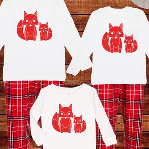 Fathers Day Pajamas Family Matching Pajamas - Fox Foxes Animal Pajama Set Matching PJ Men Women Boy Red Flannel Plaid Matching Pjs Set Teen