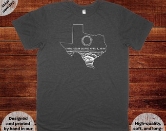 Total Solar Eclipse Shirt April 8 2024 State of Texas for Path of Totality Viewing Party All Sizes Sun Solar Moon Men Women Child Tshirt Tee