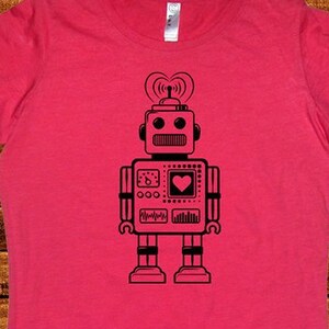 Womens Valentine&#39;s Day Shirt - Valentine&#39;s Gift Robot Heart Shirt - Size Small Medium Large XL 2XL - Valentines Day Hearts Present For Her