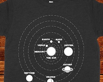 Solar System Planets Shirt - Kids Shirt - Mercury Venus Earth Mars Jupiter Saturn Uranus Neptune - Outer Space T Shirt - Gift Friendly