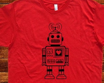 Mens Valentine's Gift T shirt - Valentine's Heart Robot Men T Shirt - Valentine Geek Party - Costume Party - Size S M L XL 2XL Easy Simple