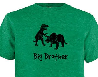 Big Brother Shirt - Multiple Colors Available - Dinosaur Kids Big Brother Dinosaur T shirt - Gift Friendly - PolyCotton Blended Tee