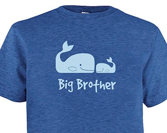 Big Brother Shirt - Multiple Colors - Kids Big Brother Present - Big Brother & Little Brother Whale T shirt Great Christmas Present for Boy