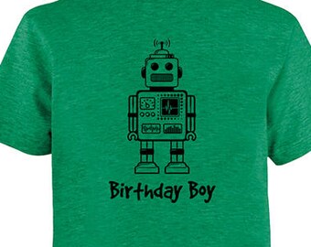 Birthday Shirt Robot Kids Science Robotics Math Birthday Boy Tee - Multiple Colors - Kids Tshirt Soft PolyCotton - Gift Friendly