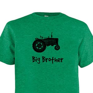 Big Brother Shirt Multiple Colors Available Kids Big Brother Tractor Gift Friendly PolyCotton Blended Fun Boys Tee image 1