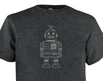 Robot Shirt - Retro Robot Kids T Shirt - Multiple Colors Available - Gift Friendly - PolyCotton Blended Tee