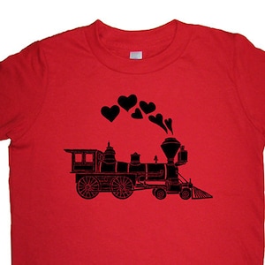 Heart Kids TShirt - Valentines Day Boy Train Shirt - Hearts Love Train Engine Tee Shirt Top - 7 Colors - Valentine&#39;s Kids T Shirt Gift Idea