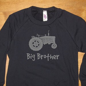 Big Brother Tractor Farming Farm Sweatshirt - Big Brother - Long Sleeved Shirt Navy Blue - Fleece 2T, 8, 10, 12  - Gift Friendly