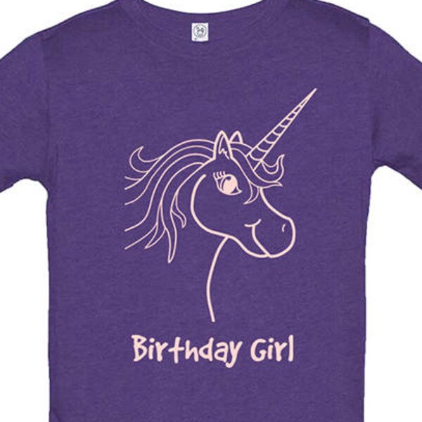 Birthday Shirt Unicorn Birthday Girl Tee - Birthday Present Top - Multiple Colors - Kids Tshirt Soft PolyCotton Blend Gift Friendly