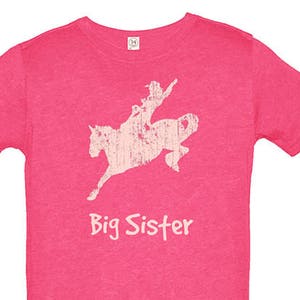 Horse Shirt Rodeo Kids T Shirt -Big Sister Cowgirl tee- Multiple Colors Available  - Gift Friendly - Little Rodeo shirts - PolyCotton Blend