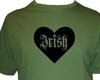 Mens Irish St Patricks Day Shirt - Shamrock 4 Leaf Clover - Mens T Shirt - Organic  - Gift Friendly - Green Brown or Charcoal Blue