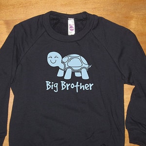 Big Brother Turtle Sweatshirt - Big Brother - Long Sleeved Shirt Navy Blue - Fleece 2T, 8, 10, 12  - Gift Friendly