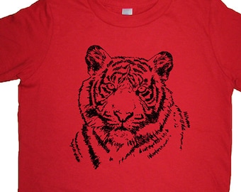 Tiger Shirt - Big Cat Kids T Shirt - 7 Colors Available - Sizes 2T, 4T, 6, 8, 10, 12 - Gift Friendly - Tiger Tee Tshirt - Boys / Girls Top