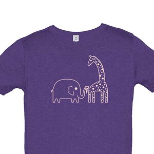 Elephant and Giraffe Tshirt - Kids Safari Animal Shirt - Tee - Youth Girl Shirt / Super Soft Kids Tee - PolyCotton Blend Kids Tee