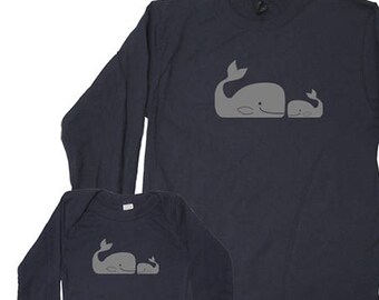 Matching Dad and Son Whale Pair Shirts Father Son Matching Long Sleeved new dad shirt husband gift Fathers Day present For Him for dad Whale