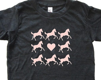 Love Horses - Horse Tshirt - - Kids Pony Tshirt - Tee - Youth Girl Shirt / Super Soft Blend Sizes 2T 4T youth s m l xl - Girls Cowgirl Top