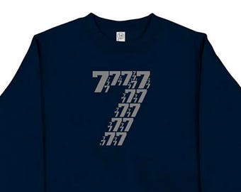 Birthday Shirt 7  for Boys or Girls Birthday Number 7 - Seventh Birthday - Sweatshirt - Long Sleeved Shirt Navy Blue Fleece - Gift Friendly