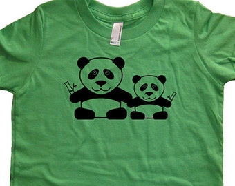 Panda Shirt - Panda Pair Kids Tee - Boys or Girls Pandas Shirt - 8 Colors Available - T shirt Sizes 2T, 4T, 6, 8, 10, 12 - Gift Friendly
