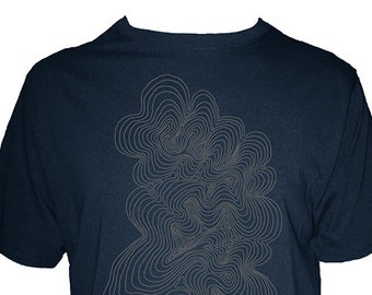 Mens Geometric Topographical Map Shirt - Mens T Shirt - Geometric Lines - Mens Organic TShirt - Gift Friendly - Hand Screen Printed, Bamboo