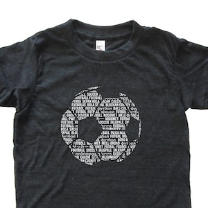 Soccer Shirt - Football Futbol Soccer T Shirt - Tshirt- Youth Boy Shirt Girl T Shirt Kids Tee Sizes 2T 3T 4T Youth XS S M L XL Heather Black