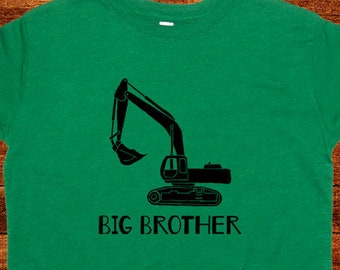 Digger Big Brother Shirt - Multiple Colors Available - Digger Excavator Kids Big Brother T shirt - Gift Friendly - PolyCotton Blended Tee