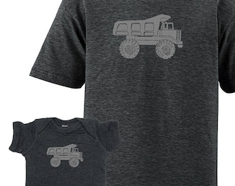 Father Son Matching Baby Dump Truck Matching Father Son Shirts, For Dad T shirts Christmas Christmas dad baby shirt gift new dad match dad