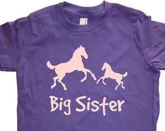 Big Sister Shirt - 8 Colors Available - Kids Horse Horses Pony Ponies Big Sister T shirt Sizes 2T, 4T, 6, 8, 10, 12 - Big Sister Gift Idea