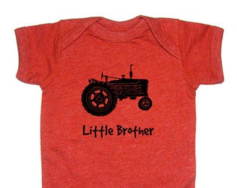 Tractor Little Brother Shirt - Little Brother Baby one piece - 3-6 month, 6-12 month, 12-18 month, and 18-24 month - Gift Friendly