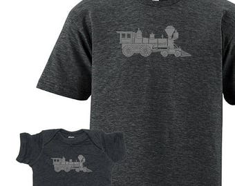 Father Son Matching Baby Train Engine Matching Father Son Shirts For Dad T shirts Christmas  present, dad shirt gift new dad, For Husband