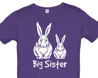 Big Sister Bunny Shirt - Kids Cute Easter Bunny Big Sister T shirt - Multiple Colors Available - Gift Friendly