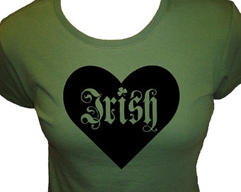 Love Irish St Patricks Day Shirt -  T Shirt - Four Leaf Clover - Four Leaf Clover - Organic Bamboo / Cotton Womens Shirt - Gift Friendly