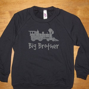Big Brother Train Engine Sweatshirt - Big Brother - Long Sleeved Shirt Navy Blue - Fleece 2T, 8, 10, 12  - Gift Friendly