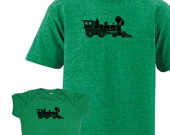 Matching Father Baby Shirts, Train T shirts, Christmas gift idea, new dad shirt, father daughter, gift for dad from baby, son set