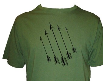 Mens Arrow Organic Shirt - Mens T Shirt - Mens Organic TShirt - Gift Friendly - Hand Screen Printed, Bamboo