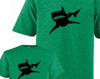 Matching Father Son Shirts, Shark T shirts, Valentines present idea new dad shirt, father twinning, gift for dad from son, matching dad set