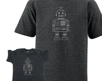 Matching Father Baby Shirts, Robot T shirts,  gift, new dad shirt, father daughter, gift dad from baby, son set, twinning Christmas gift