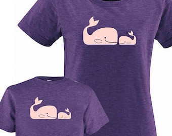 Matching Mother Daughter Shirts, Mommy and Me Whale Pair Set T shirts, gift, mom child, mom shirt, mother daughter son gift for mom girl boy