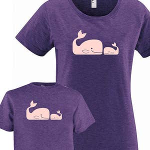 Matching Mother Daughter Shirts, Mommy and Me Whale Pair Set T shirts, gift, mom child, mom shirt, mother daughter son gift for mom girl boy image 1