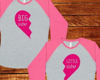 Big Little Sister Sorority Galentines Baseball 3/4 Length Pink Blue Black Sleeve Plus Sizes Also - Adult Sized Sibling Sister Shirts