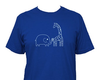 Elephants and Giraffes are Friends - 3 Colors Available - Mens Cotton Shirt - Gift Friendly