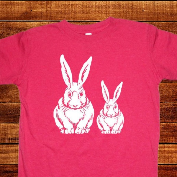 Easter Bunny Kids TShirt - Rabbit Shirt - Spring Bunnies - Tee Shirt Top - Kids Tshirt - PolyCotton Blended Tee - Boys or Girls Rabbit Shirt