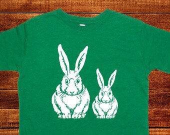 Kids TShirt - Bunny Rabbit Shirt - Boy or Girl - Easter Rabbit - Tee Shirt Top - Multiple Colors - Kids Tshirt - PolyCotton Blended Tee