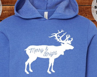 Merry and Bright Christmas Sweatshirt - Hoodie Hooded - Long Sleeved 2T 3T 4T 5T Youth S M L Adult S M L XL Toddler Boy Girl Dad Mom Family