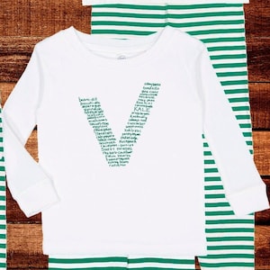 Vegetarian Pajamas Family Matching Pajamas - V is for Vegetable - Fathers Day Matching PJ Men Women Boy Girl Child Kid Baby Matching Pjs Set