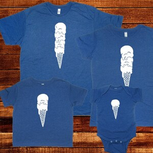 Fathers Day Ice Cream Scoops Add a Scoop for Each Child up to 4 Mom / Dad Shirts Love Ice Cream Cones 1, 2, 3, 4 kids Matching image 2