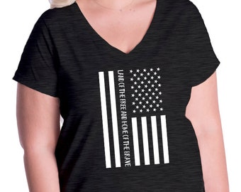 4th of July Womens Shirt - Womens Plus Size V Neck Shirt - Independence Day July Fourth Top - Womens Tee - Ladies T Shirt - Gift Friendly