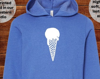 Ice Cream Cone Sweatshirt - Hoodie Hooded - Fleece Long Sleeved 2T 3T 4T 5T Youth S M L Adult S M L XL Toddler Boy Girl Dad Mom Family