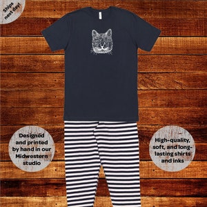 Fathers Day Pajamas Family Matching Pajamas - Short Sleeved - Cat Face Spring Matching PJ Men Women Boy Girl Child Teen Matching Pjs Set