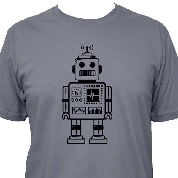 Robot Shirt - Retro Robot Mens T Shirt - 5 Colors Available - Cotton TShirt - Gift Friendly