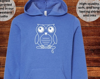 Owl Sweatshirt - Hoodie Hooded Fleece Long Sleeved 2T 3T 4T 5T Youth S M L Adult S M L XL Toddler Family Mom Dad Kid Boy Girl Teen